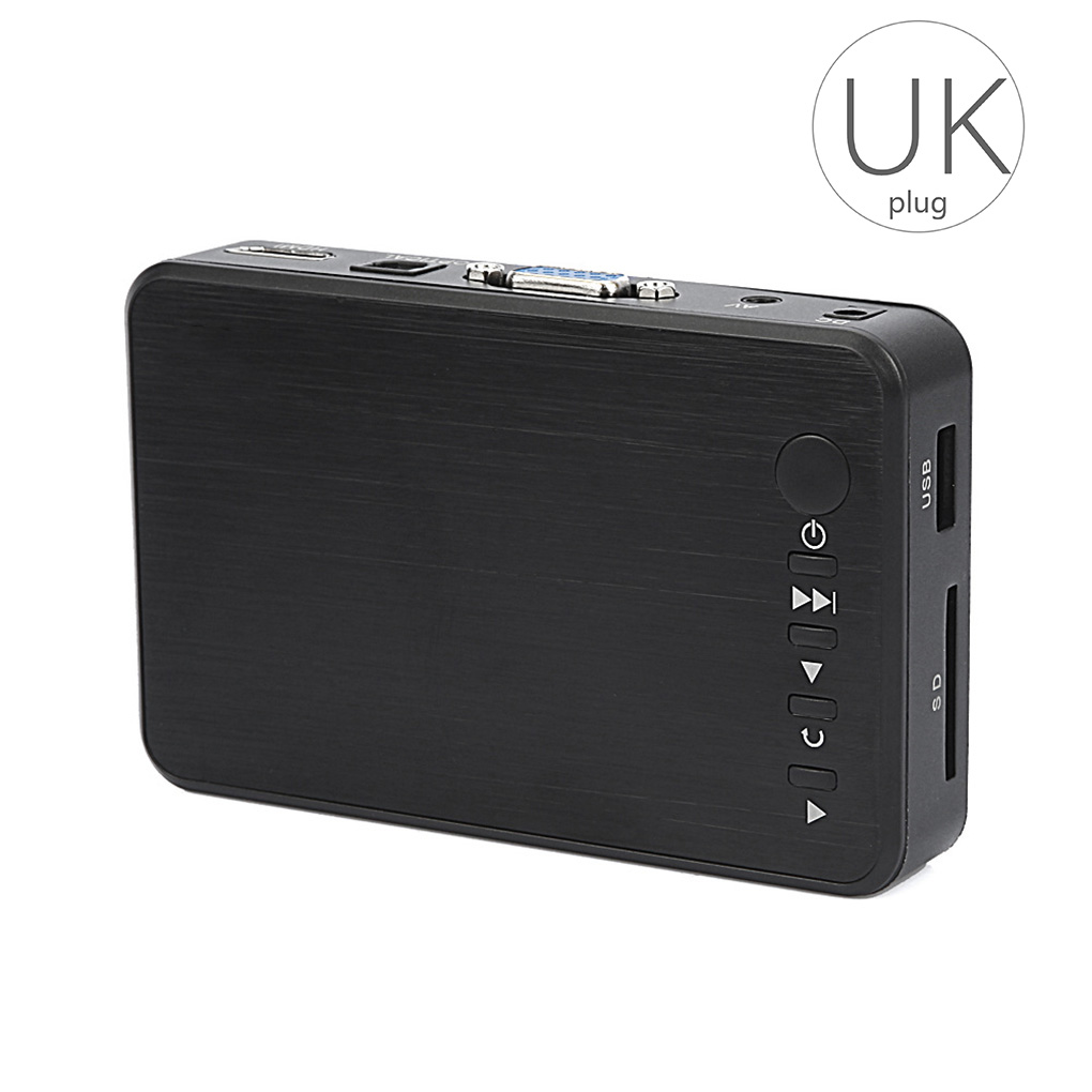 Mini fuld hd medie multimedie afspiller 1080p usb ekstern s sdhc mmc kort u disk medieafspiller vga av output eu/us/uk/au stik: Uk-stik