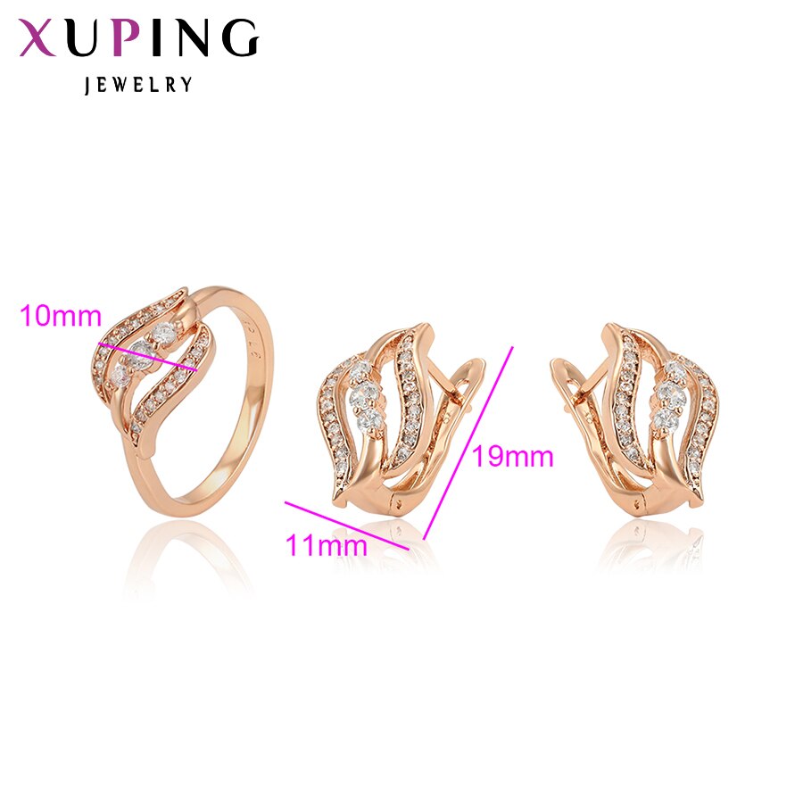 Xuping moda conjuntos de jóias fantástico charme feminino conjuntos rosa ouro cor chapeado jóias presentes do dia das mães 64991