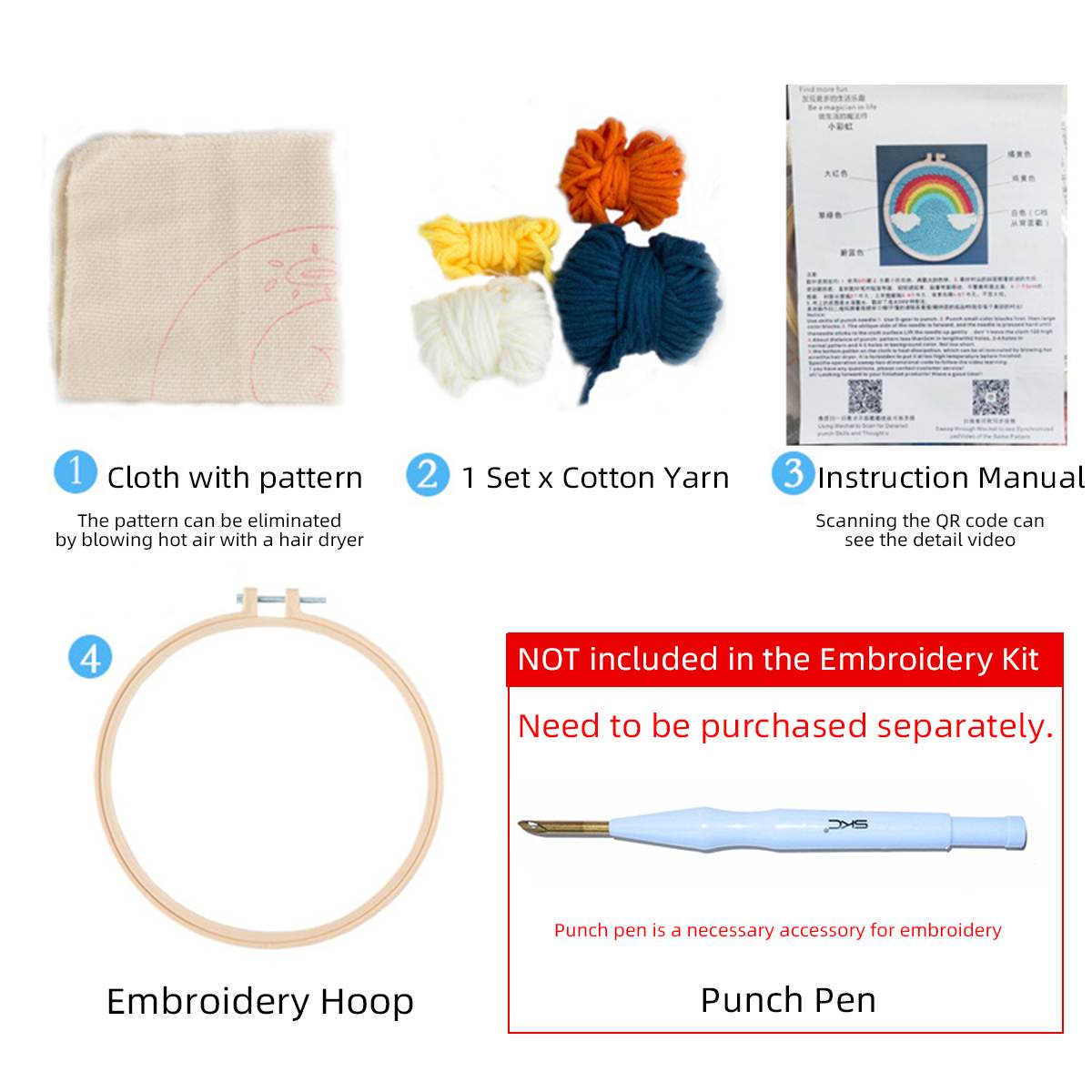 Diy broderi regnbue håndarbejde håndarbejde begynder korssting kit klud maleri broderi cirkel boligindretning hoop nål