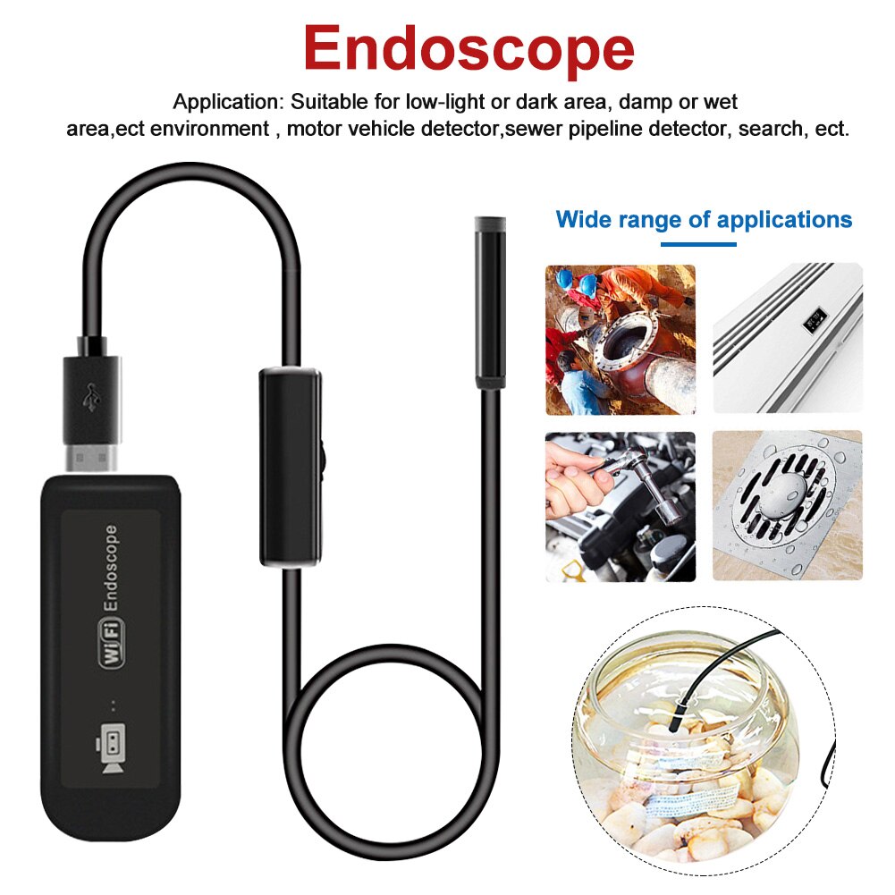 HD Waterproof Multifunctional Smartphone Snake Camera Flexible Home With 6LED Portable Wireless 8mm Inspection WIFI Endoscope: 5m