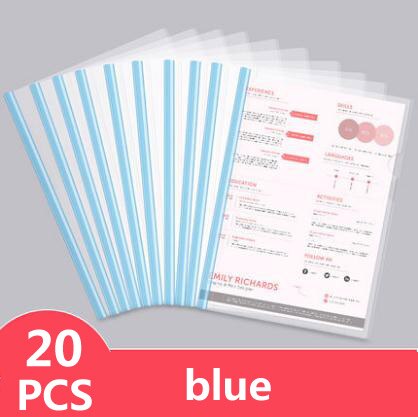 10 Pieces Color Transparent Draw Rod Folder File Report Resume Folder Thickened Draw Rod Folder Plastic Rod Clip: 20pcs blue