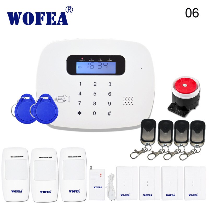 WOFEA LCD PIR Sensor GSM automático dial casa Oficina ladrón intruso GSM sistema de alarma compatible con Android y aplicación IOS Control