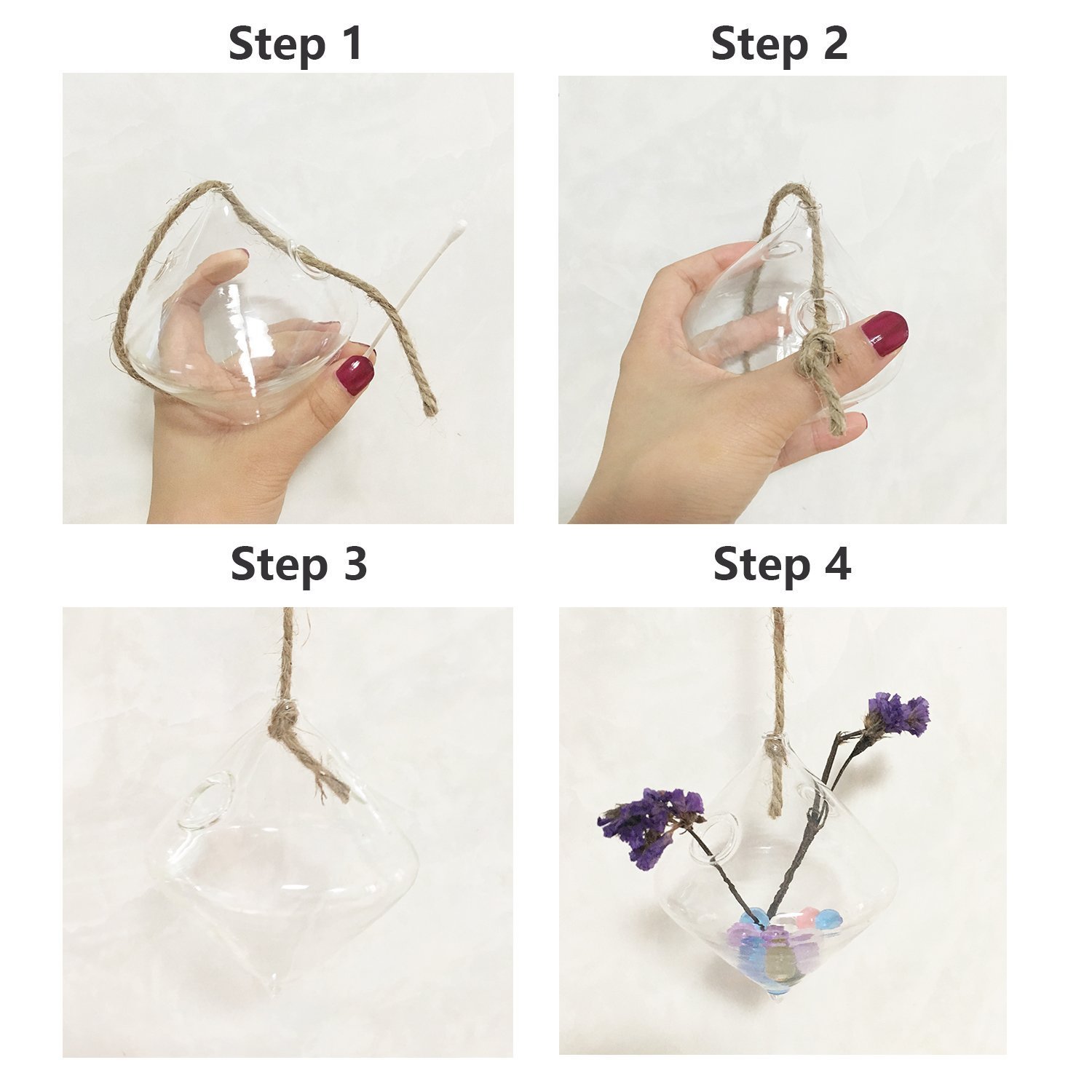 3 Pcs Home Decor Glass Hanging Planters Glass Planters Glass Terrariums Flower Pots