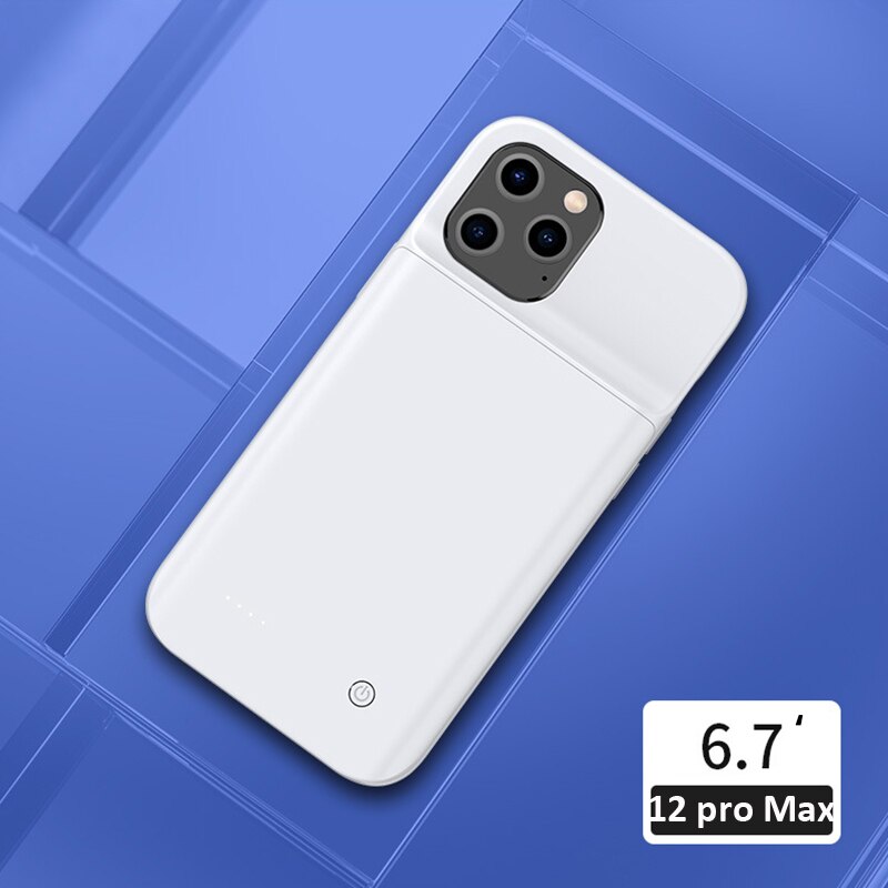 Battery Charger Case 6800Mah Externe Batterij Power Bank Case Voor Iphone 12 Mini 12 Pro 12pro Max Slanke batterij Case Cover: White for 12 pro Max