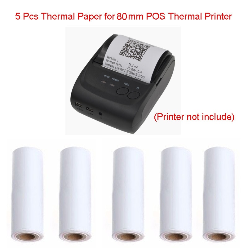 5Pcs 80x30MM Thermal Receipt Paper Roll For Mobile 80MM POS Thermal Printer