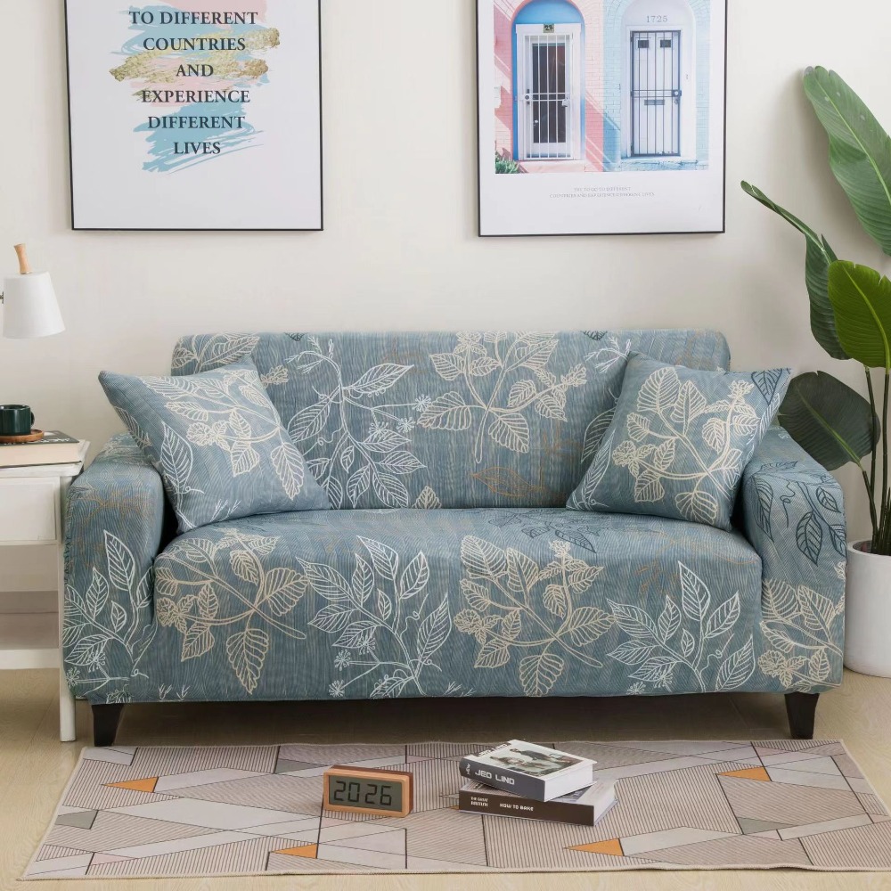 Household Elastic Printed Sofa Cover Antidirty Dust-proof Couch Cover Non-slip Full Coverage Sofa Protector Living Room: Dark Grey