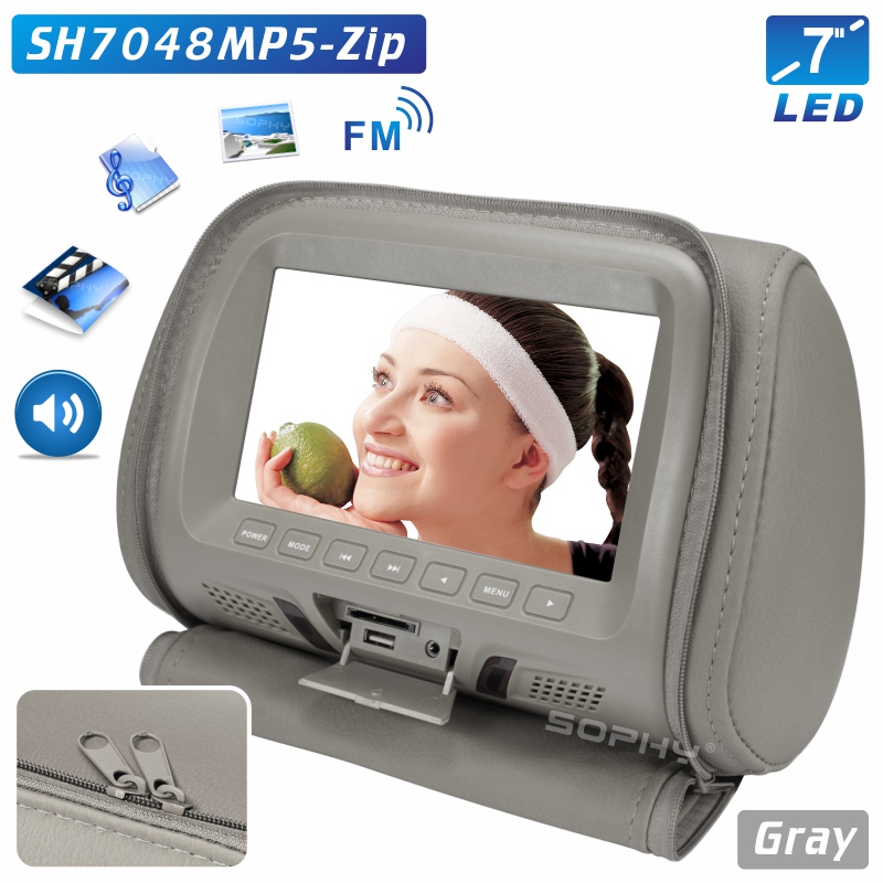 7 zoll Universal Auto Kopfstütze Monitor Automobil Hinten Sitz Unterhaltung Multimedia Video Player AV USB SD MP4 FM