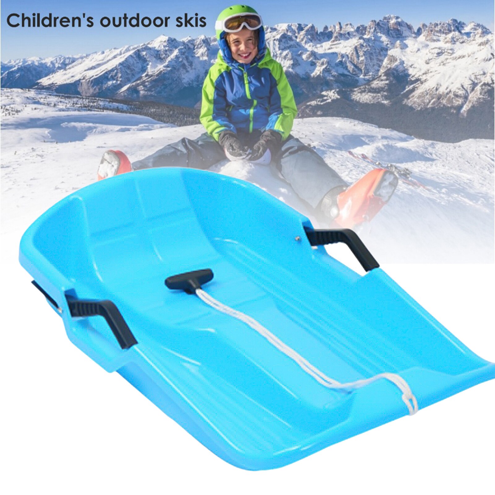 Luge de neige Sprinter de descente robuste pour enfants garçons filles adultes avec poignées de sécurité et corde de traction