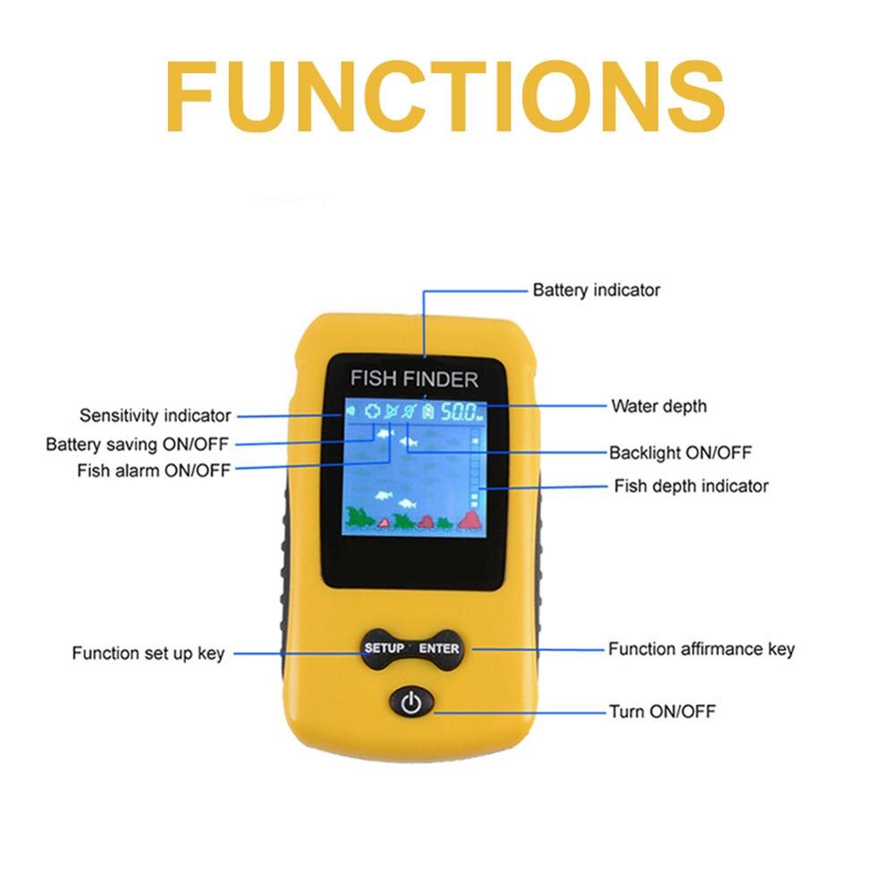 Handheld Fish Finder Portable Fishing Kayak Fishfinder Fish Depth Finder Fishing Gear with Sonar Transducer and LCD Display