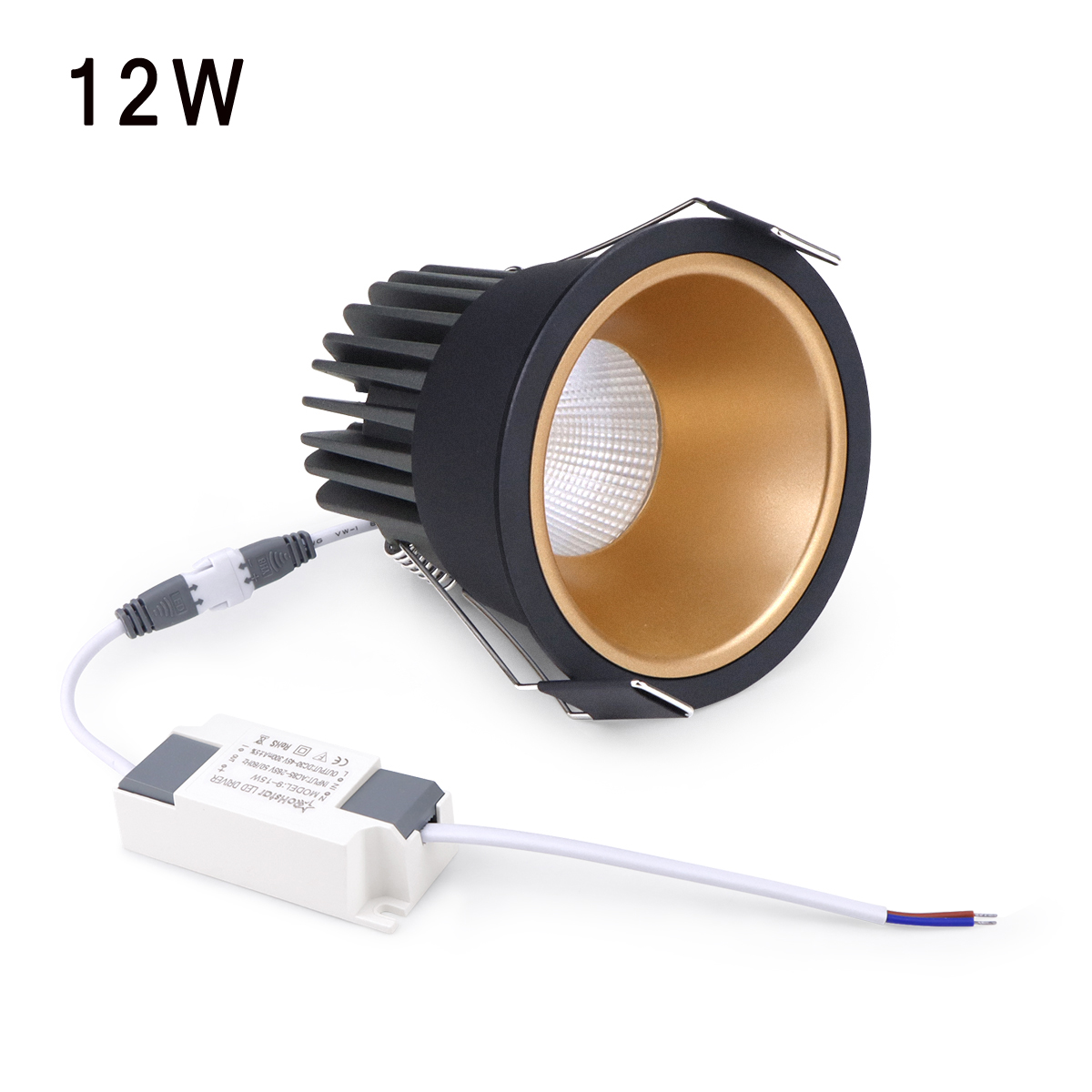 Indbygget aluminium cob led led spotlight pære led spotlight 7w 12w downlight loftslampe rumbelysning 85-265v: Lys lilla / Sort