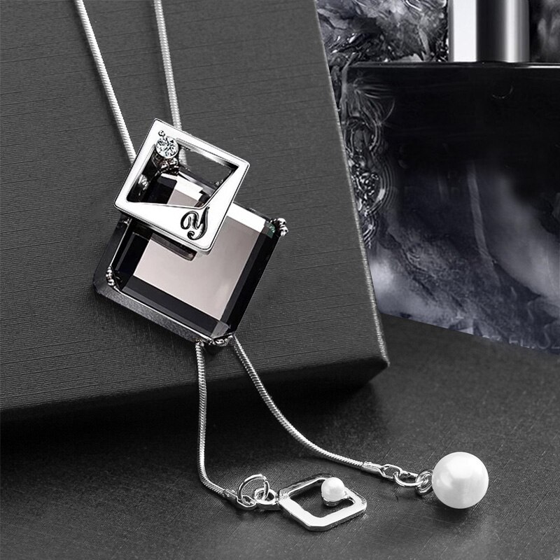 Lange halskæder og vedhæng geometrisk krystal statement halskæde til kvinder collier femme perle choker smykker