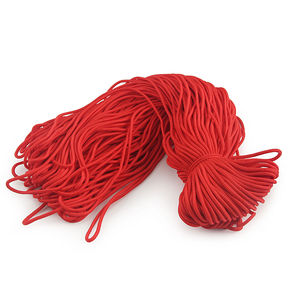 Paracord-cuerda trenzada para paraguas Paracord, brazalete de cordón trenzado de 2mm para acampada, 100m: Rojo