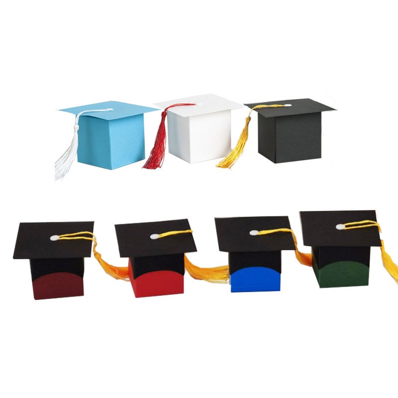 50pcs/lot Graduation Bachelor Cap Chocolate Box Sweets Box Packing Box High School Celebration Party Supplies