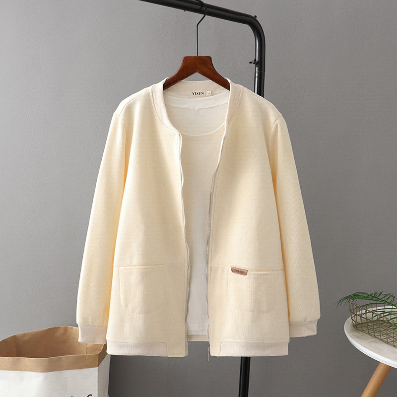 Vrouwen Kleding Jas Plus Size Herfst Show Dunne Losse Katoenen Jas Eenvoudige Vrouwelijke Honkbal Uniform 839: beige / 4XL