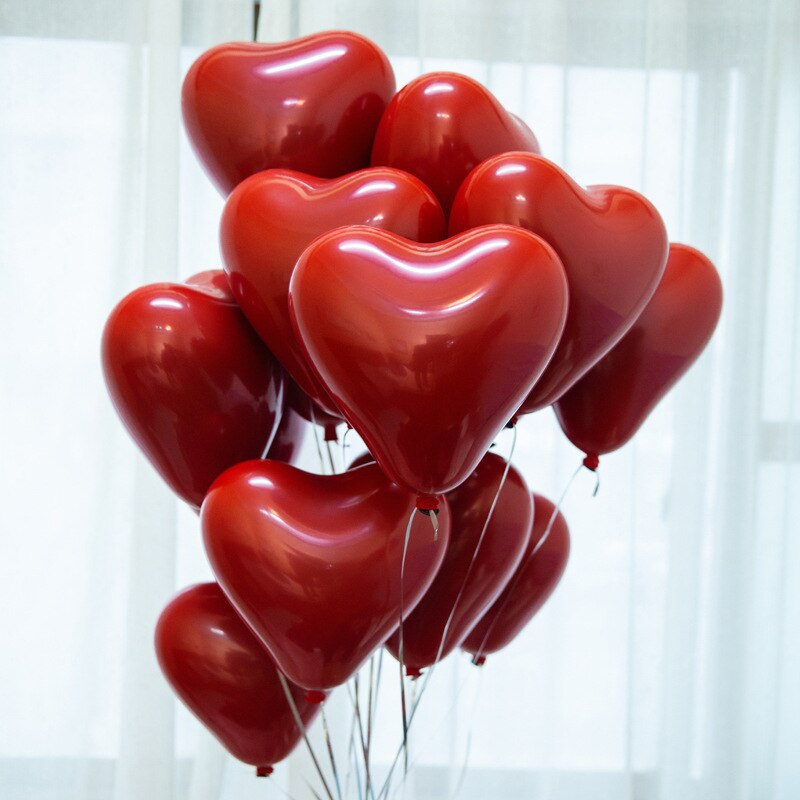 10pcs Red Heart Latex Balloons Heart Love Shape Balloon for Wedding Anniversary Valentine's Birthday Party Decorations