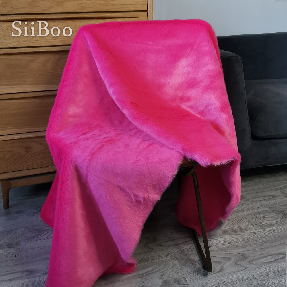 Hög plyschdensitet 2cm långt hår rosa fuskpäls tyg för vinterkappa, väst fusk kanin hår tyg 150*50cm 1 st  sp3034