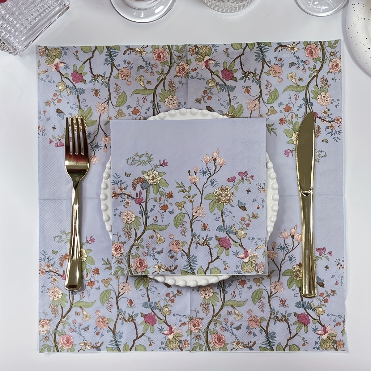 20 stuks vintage wilde bloem wegwerpservetten voor feesten, bruiloften, verjaardagen - 13x13 inch, perfect voor desserts en feesten