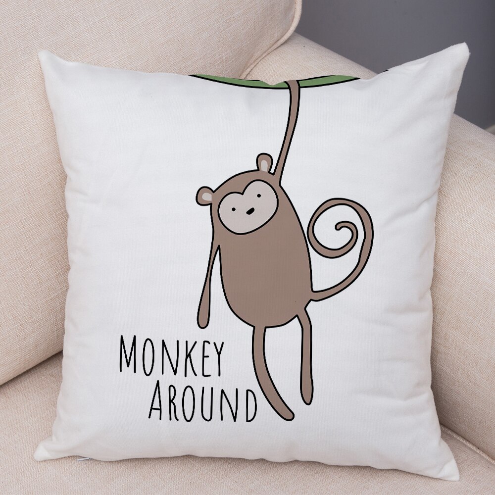 Nordique zèbre hippopotame girafe Lion Crocodile taie d'oreiller décor Animal housse de coussin pour canapé taie d'oreiller taies d'oreiller 45x45cm: H03