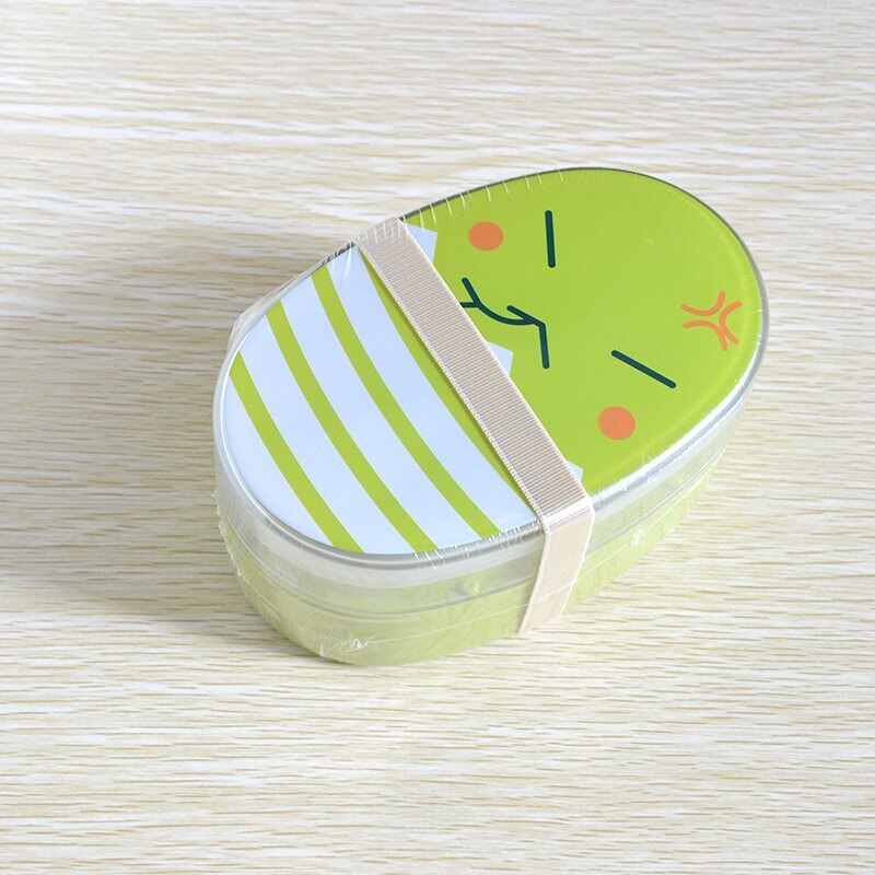 700ml Cartoon Healthy Lunch Box Cute Kids Microwave Oven Children Double Layer Bento Boxes Fruit Box Kid Food Container BPA Free: Green