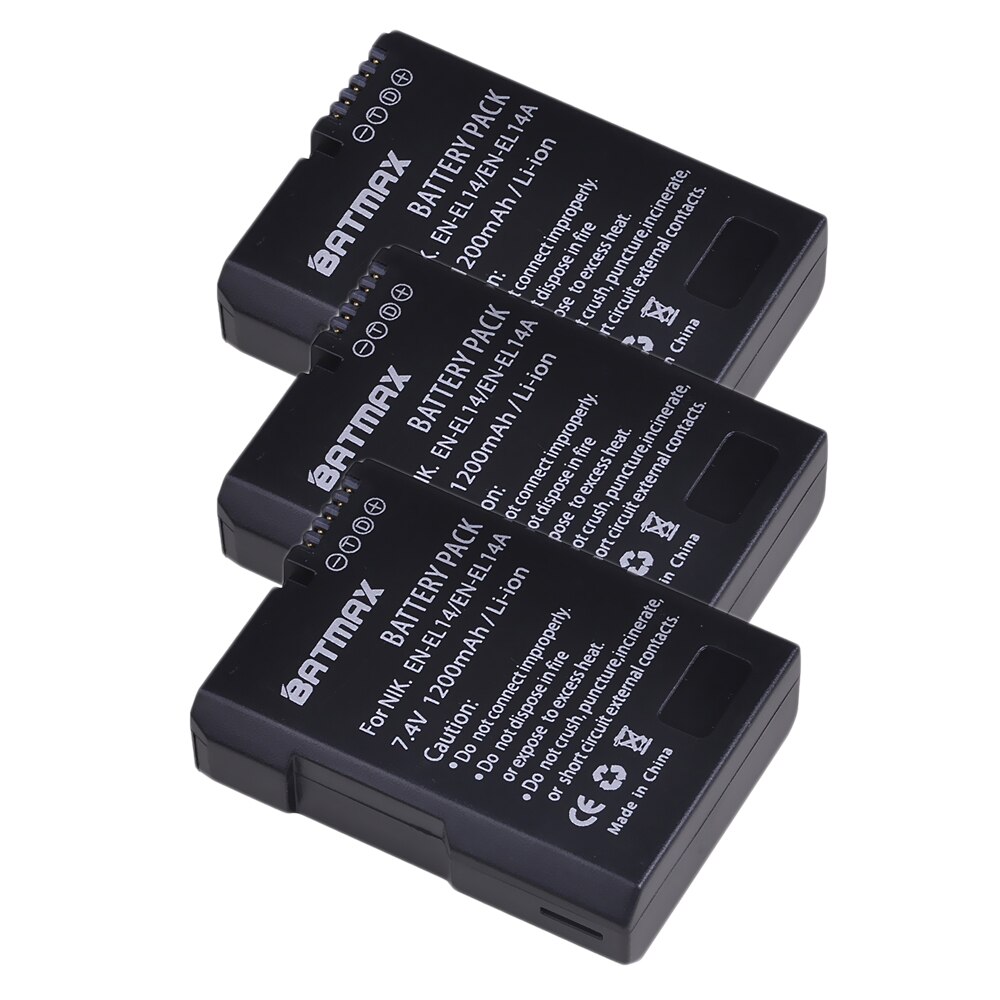 2 batteries ENEL14 EN EL14 a + LCD, double chargeur USB pour Nikon D3100 D3200 D3300 D5100 D5200 D5300 P7000: 3 Battery