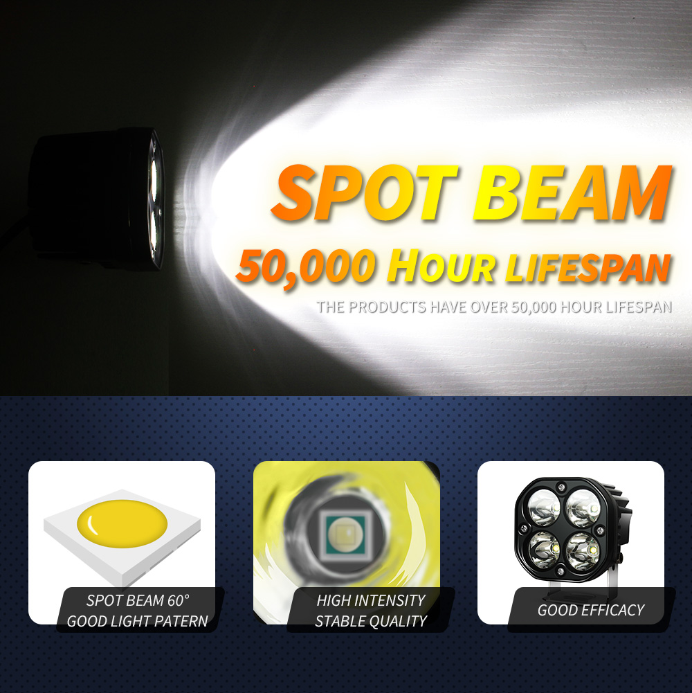 Foco Led de 3 "y 40W, luces para correr, faros delanteros cuadrados impermeables, luces antiniebla blancas/amarillas para coche, motocicleta, SUV, ATV, camión