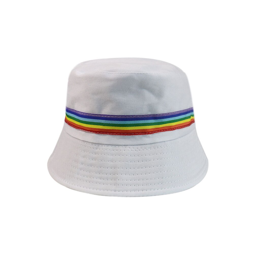 Fisherman hat lovers bob hat sommar solkeps klassisk svart vit regnbåge bucket hatt för kvinnor man: Vit