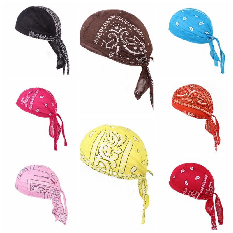 Cycling Bandana Skull Cap Beanie Lightweight Adjustable Cotton Biker Hat Hood Headband,