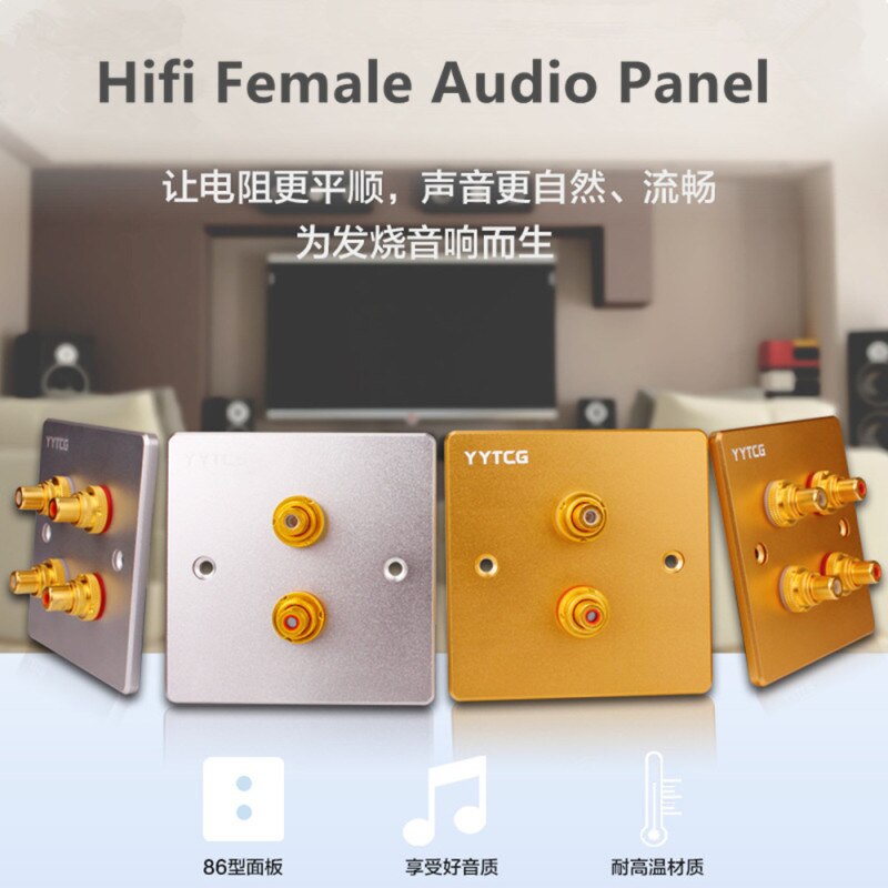 Hifi Weibliche Audio Panel RCA Jack Gold Überzogene Lautsprecher Terminal Platte Steckdose Panel Mount Chassis Audio Buchse TV Verstärker