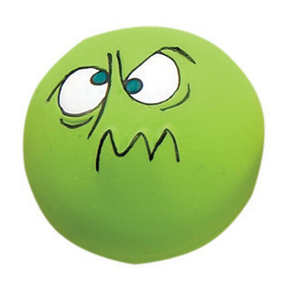 Rubber Dog Puppy Pet Play Squeaky Ball Chewing Toys with Face Fetch Bright Balls Pet Dog Supplies Puppy Popular Toys: Green