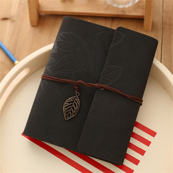 8 Inch PU Leather Vintage Antique Kraft Paper Photo Albums 30 Sheets for Baby Birthday Leaves Home Decor Young Commemorate: Black