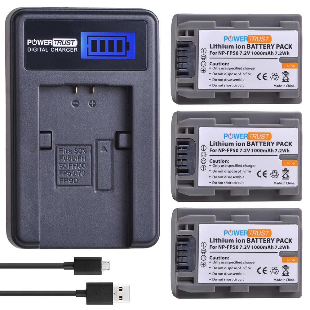 NP-FP50 NPFP50 Battery and LCD Charger for Sony NP-FP51 NPFP50 NP-FP30 NP-FP70 NP-FP60 NP-FP71 TRV TRV-U DCR-HC30 40 43E 65: 3Battery and charger