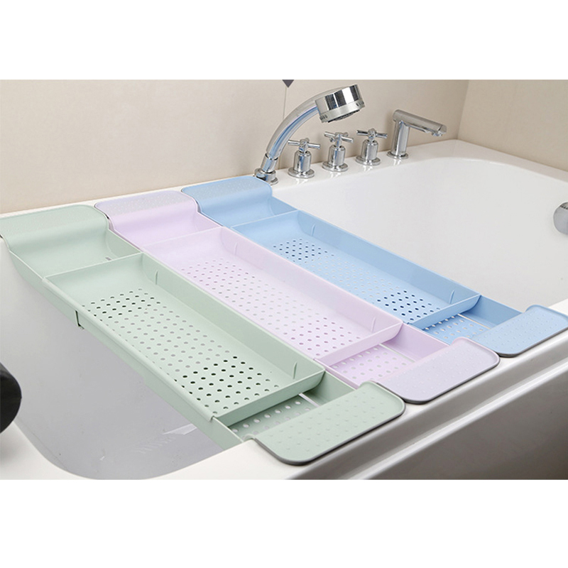 Multipurpose Plastic Adjustable Bathtub Tray Basket Bath Kitchen Accessories