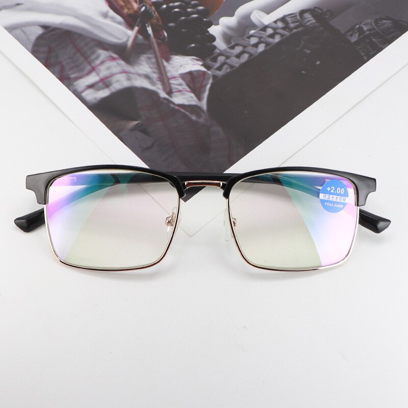 Anti Straling Blue Ray Filter Man Leesbril Metalen Frame Vrouwen Leesbril Mode Longsighted Bril