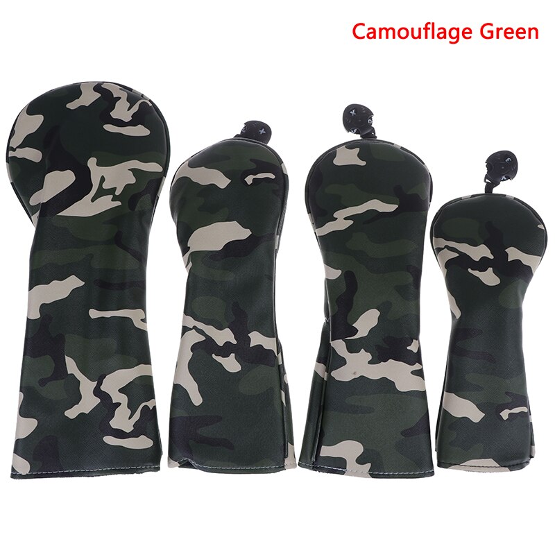 4 Stuks Pu Golf Hoofd Covers Voor #1 Driver #3 #5 Fairway Woods Clubs Headcovers Camouflage Patroon stofdicht Covers: Camo Green