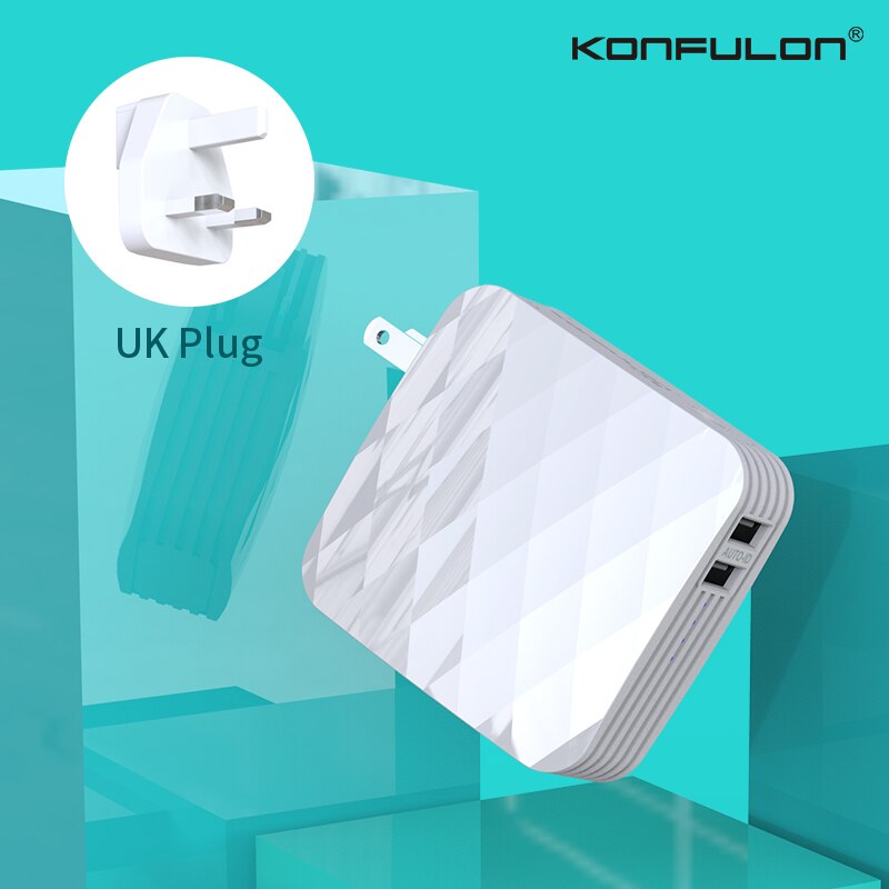 2.1A Snelle Oplader & Power Bank 5000 Mah Power Bank Met Us Uk Eu Plug Wall Charger Dual Usb Power bank Voor Iphone12: White UK Plug