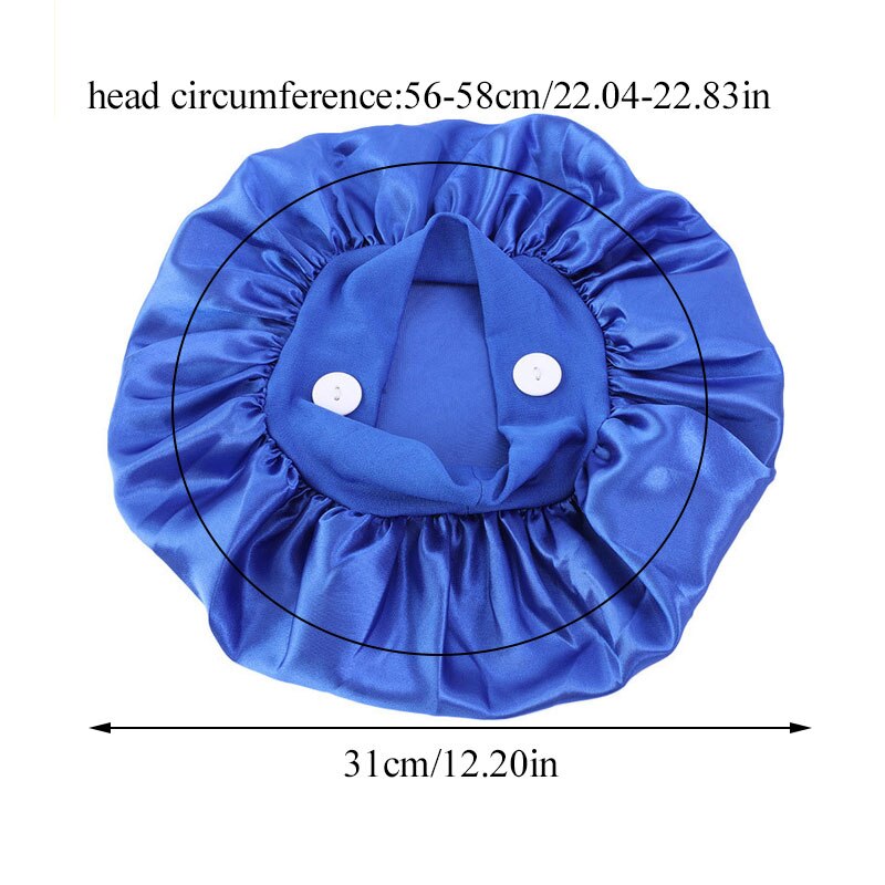 Satin Silk Nightcap Sleep Button Elastic More style Cap Nurse Hat Women Solid Long Hair Cap Hat Head Cover Bonnet Hat