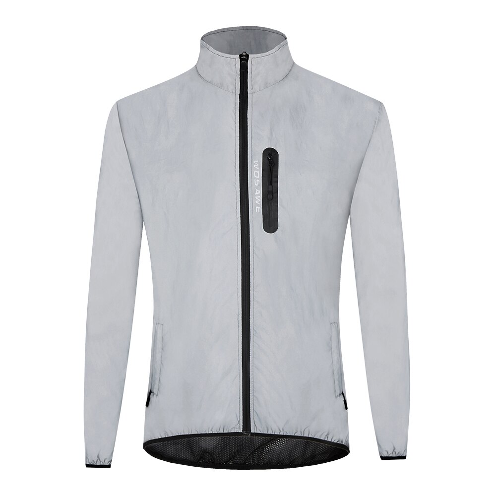 WOSAWE-Chaqueta de ciclismo segura, cortavientos de alta visibilidad, mezcla de colores fluorescentes y paneles plateados reflectantes