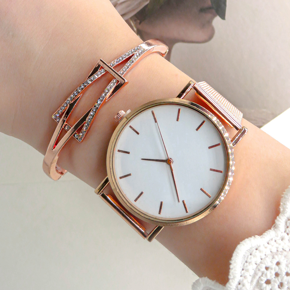 Montre à Quartz Simple pour femmes, en maille, – Grandado