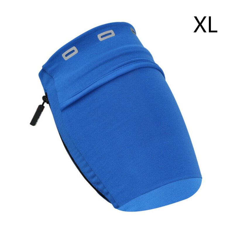 Bolsa de brazo portátil para exteriores, brazalete para ejercicio físico, soporte de almacenamiento para teléfono móvil: Blue XL