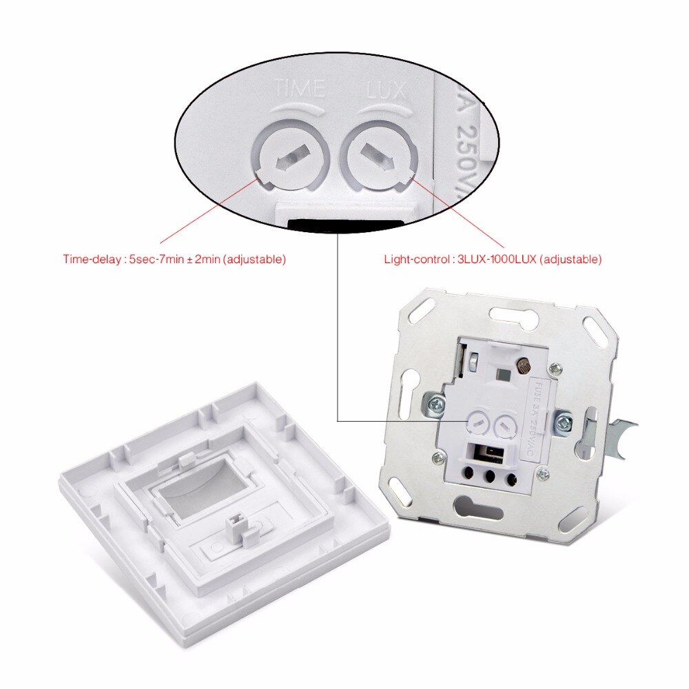 Wall mounted PIR Motion Sensor light Switch ON / OFF Power Electrical Socket Adapter 100V-240V AC MAX 500w load + 10m max