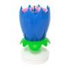 Double Lotus Music Candle Double Flower Blossom Birthday Cake Flat Rotating Electronic Rotating Lotus Candle for Kids Party: Blue