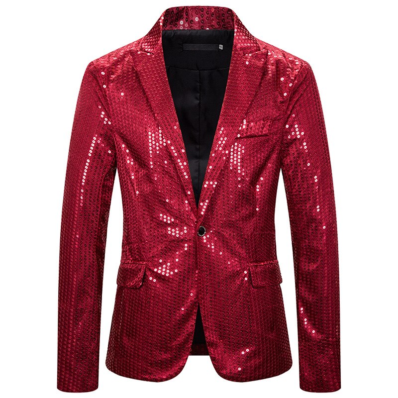 Sølv/rød pailletter blazer herre jakkesæt jakke design herre scene sangere tøj danse stjerne stil kjole masculino homme: Burgunder / L