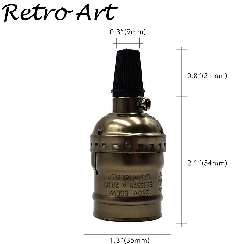 E27 E26 vintage pendant lamp socket metal hanging lampholder