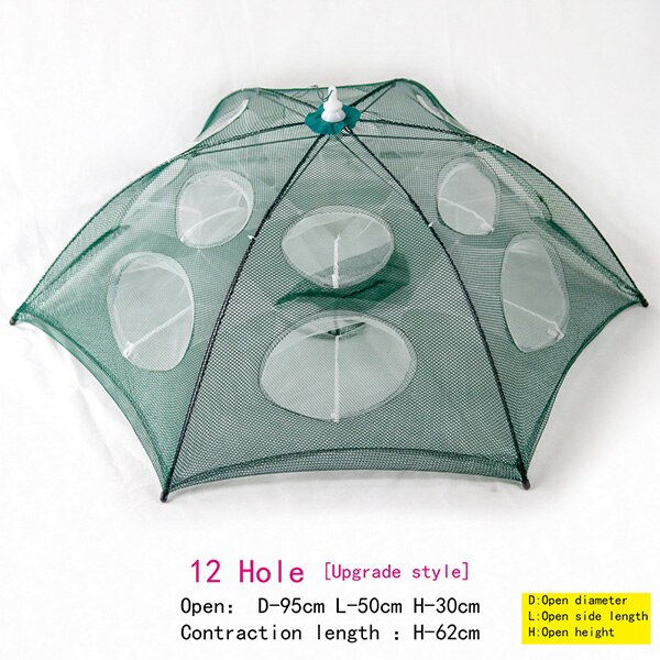 Portable Fishing Equipment Automatic Folding Fishing Net Carp Shrimp Minnow Crab Baits 4~20 Holes Fishing Network Fish Trap: 12 Holes