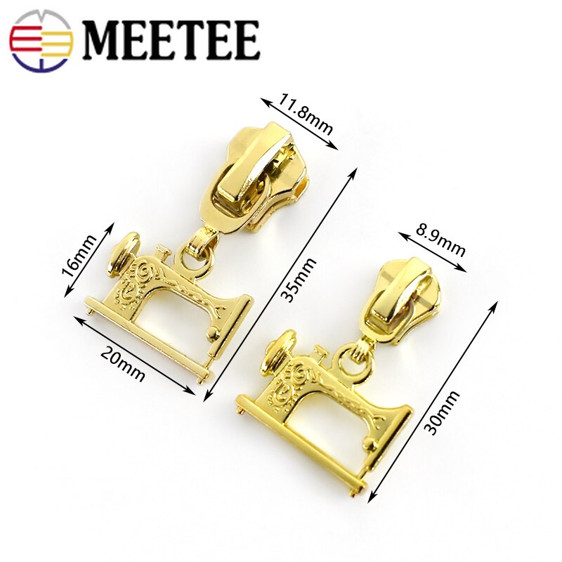 Meetee 10pcs 3# 5# Zipper Sliders for Metal Nylon Resin Zips Garment Repair Zip Head DIY Jacket Sew Zippers Slider Puller Kits