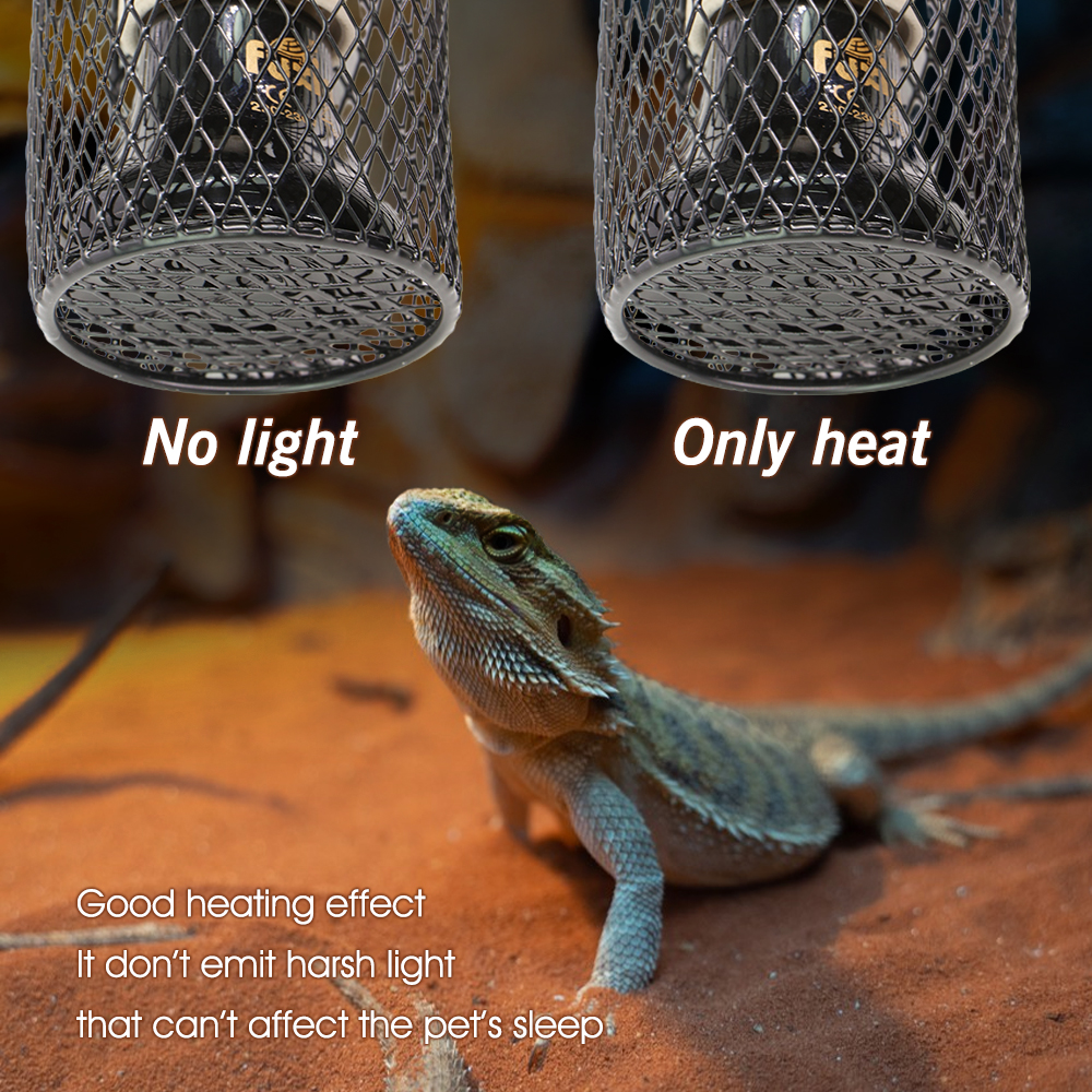 Lampadina riscaldante in ceramica resistente per rettili con copertura protettiva contro lo scottatura riscaldatore a emissione di luce per bestiame di pollame