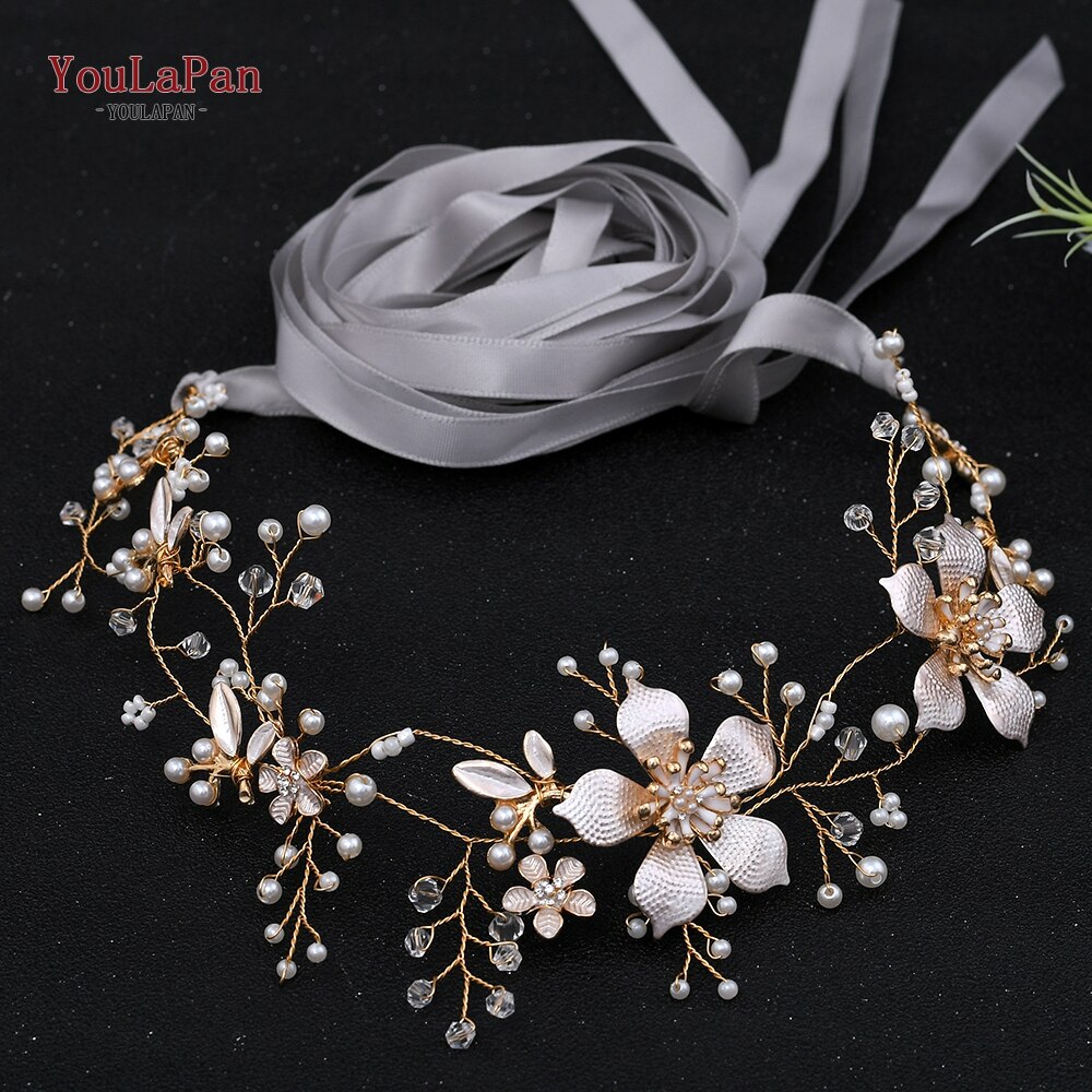 Youlapan SH357 Bruiloft Strass Trim Riem Gouden Bruids Riem Bloemen Bruids Sjerpriem Crystal Bruiloft Riemen Bruids Lint Sash: gray ribbon