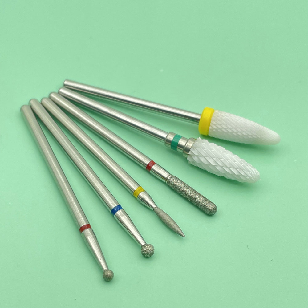 6 uds fresa para manicura diamante cerámica brocas para uñas fresas quitar juego de brocas para uñas Gel máquina herramientas eléctricas para manicura