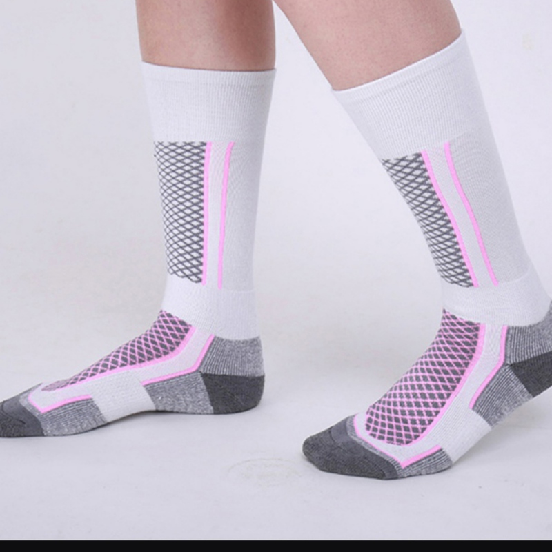 Mænd kvinder vinter varme skistrømper tykke bomuldsstrømper udendørs skisport sportsstrømper tøj & tilbehør: Lyserød