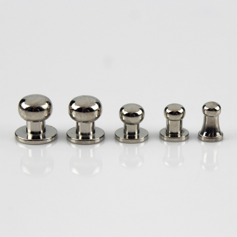 10Sets Multi Maten Massief Messing Riem Zak Schroef Klinknagel Knop Ronde Knop Schroef In Knop Studs Leren Craft Accessoires levert: Silver Color / 8x6mm
